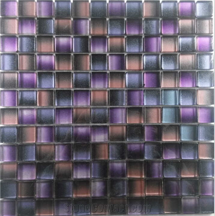 Purple Glass Gradation Mosaic Mesh Mounted Tile