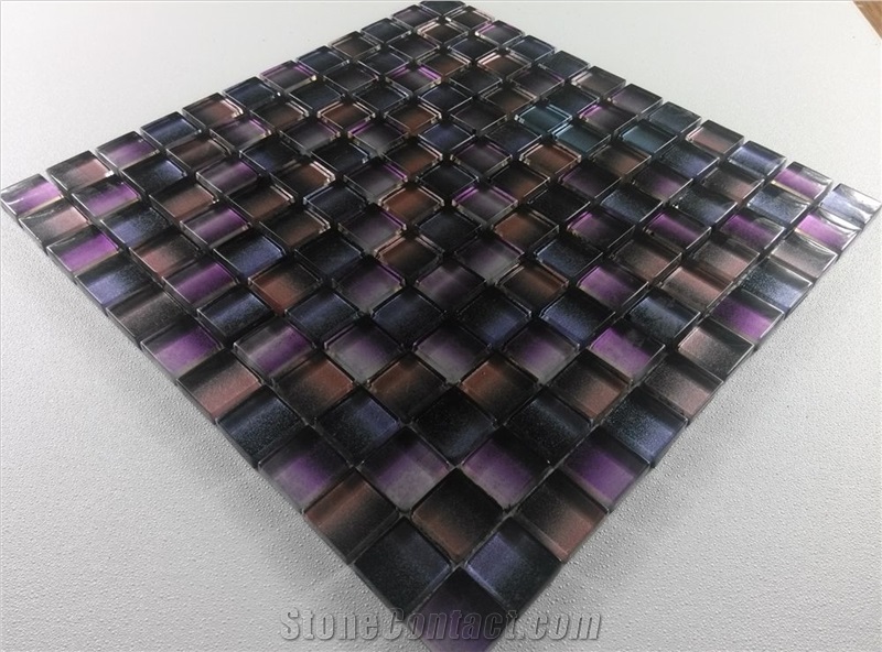 Purple Glass Gradation Mosaic Mesh Mounted Tile