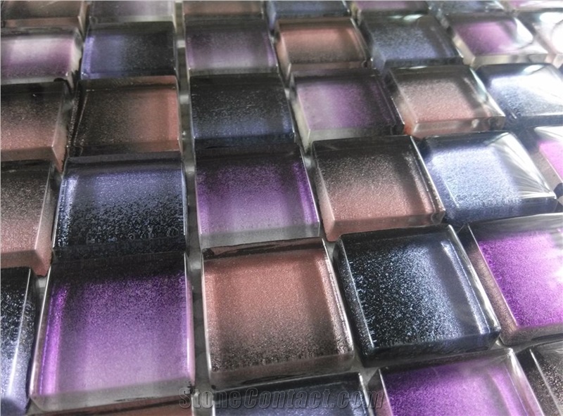 Purple Glass Gradation Mosaic Mesh Mounted Tile