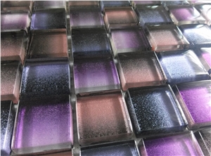 Purple Glass Gradation Mosaic Mesh Mounted Tile
