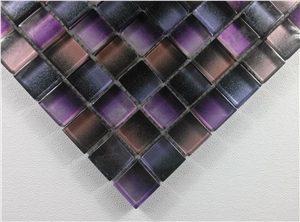 Purple Glass Gradation Mosaic Mesh Mounted Tile