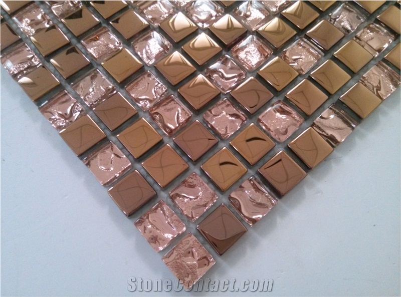 Red Galvanized Glass 15x15mm Mosaic