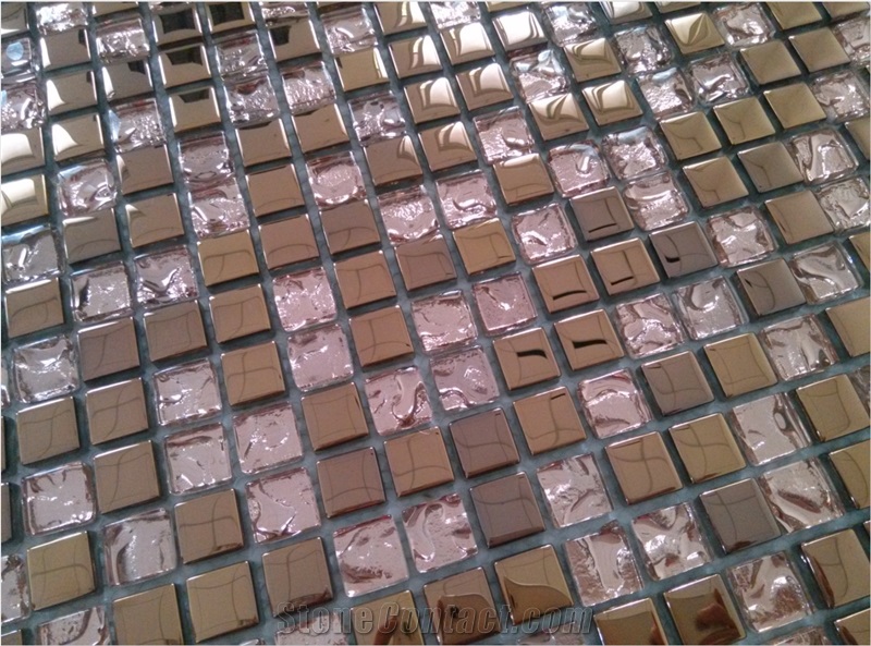 Red Galvanized Glass 15x15mm Mosaic