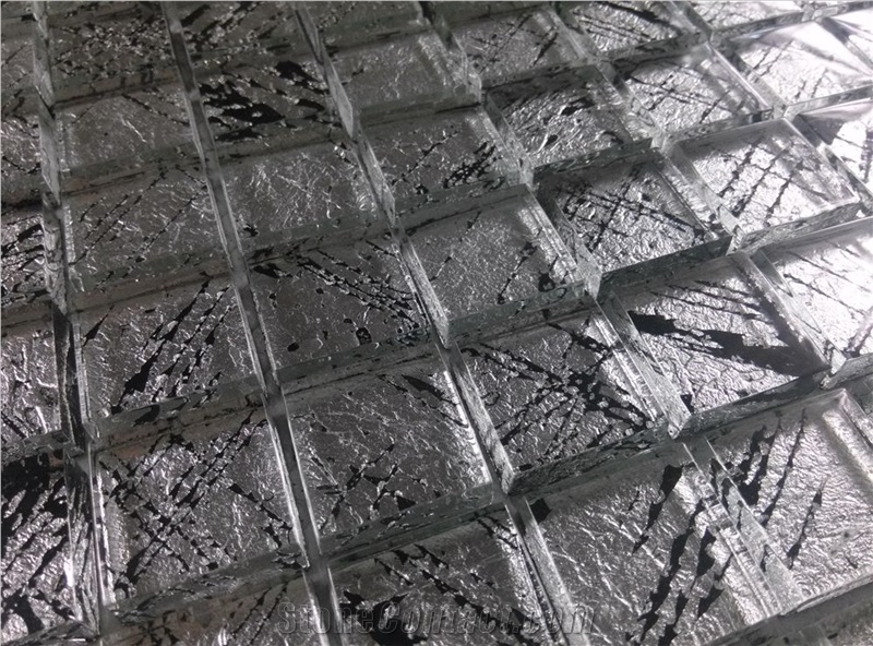 Silver Foiled Crystal Glass 8mm Mosaic Wall Tile