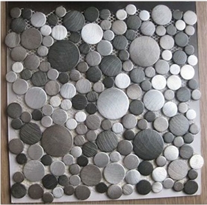 Silver Small and Big Round Mesh Mounted Mosaic Tile