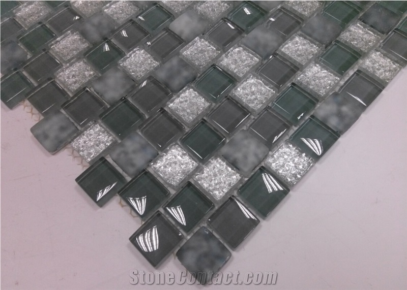 Square Crystal Glass Wall Mosaic Tile