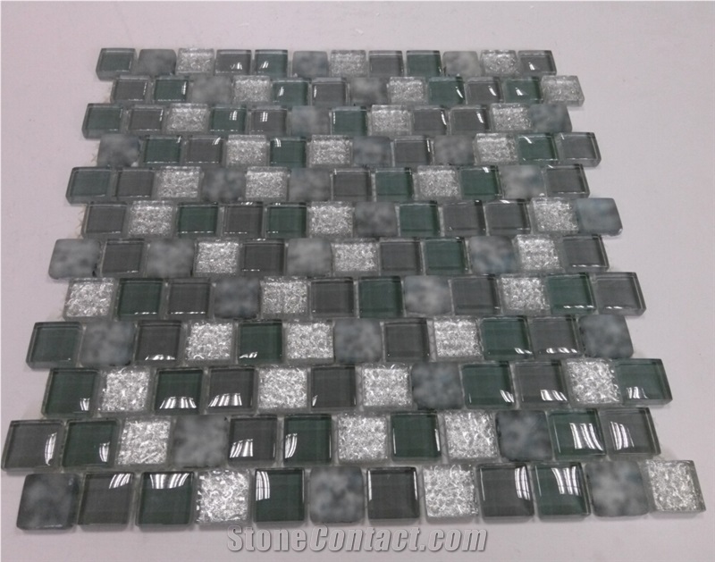 Square Crystal Glass Wall Mosaic Tile