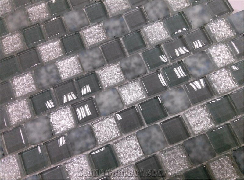Square Crystal Glass Wall Mosaic Tile