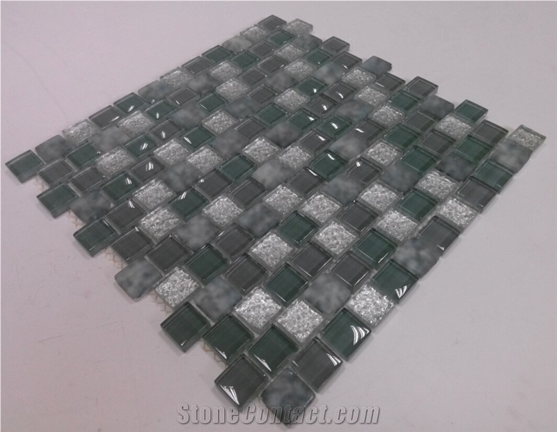 Square Crystal Glass Wall Mosaic Tile
