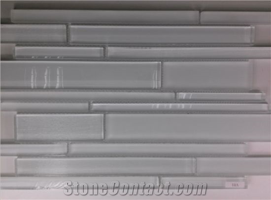 Super White Random Brick Crystal Glass Mosaic Tile
