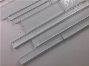 Super White Random Brick Crystal Glass Mosaic Tile