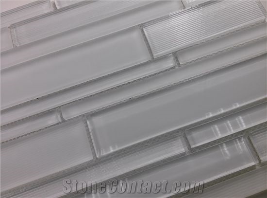 Super White Random Brick Crystal Glass Mosaic Tile