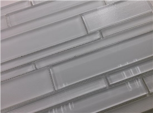 Super White Random Brick Crystal Glass Mosaic Tile