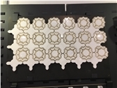 Sevic White and Crema Marfil Water Jet Mosaic Pattern