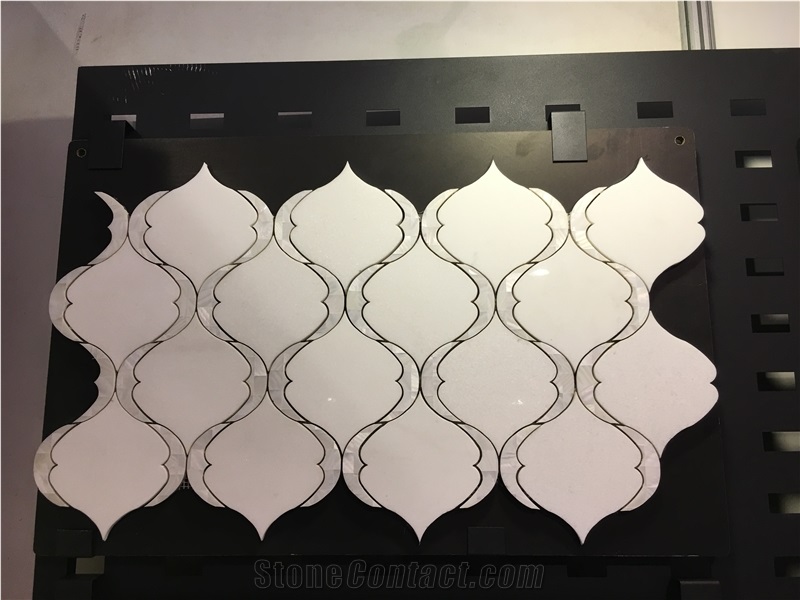 Water Jet Mosaic Pattern, Crystal White with Mother Of Pearl Mosaic