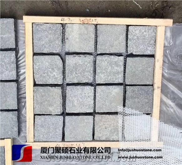 Natural Fuding Paving Stone G684 Black Basalt on Mesh Cobblestone