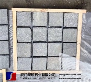 Natural Fuding Paving Stone G684 Black Basalt on Mesh Cobblestone
