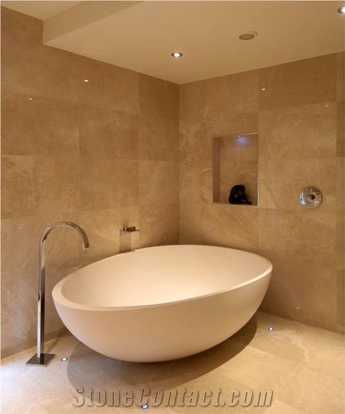 Beige Limestone Honed Tile Machine Cutting Cream Panel Pattern Bathroom Wall Cladding