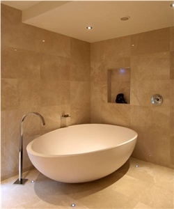 Beige Limestone Honed Tile Machine Cutting Cream Panel Pattern Bathroom Wall Cladding