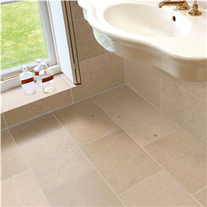 Beige Limestone Honed Tile Machine Cutting Cream Panel Pattern Bathroom Wall Cladding