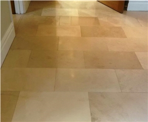 Beige Limestone Honed Tile Machine Cutting Cream Panel Pattern Bathroom Wall Cladding