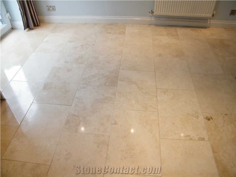 Beige Limestone Honed Tile Machine Cutting Cream Panel Pattern Bathroom Wall Cladding