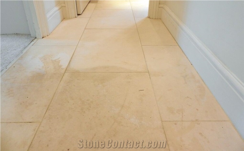 Beige Limestone Honed Tile Machine Cutting Cream Panel Pattern Bathroom Wall Cladding