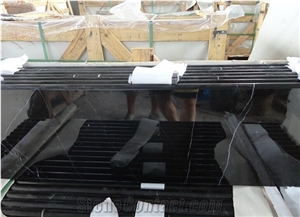 China Nero Marquina Marble Polished Stairs,Floor Covering Staircase Panel