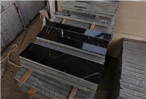 China Nero Marquina Marble Polished Stairs,Floor Covering Staircase Panel