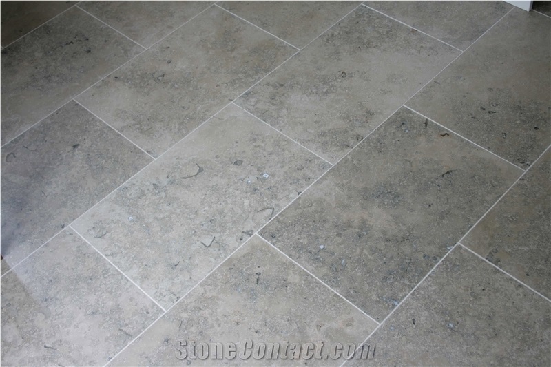 Jura Grey Limestone Seashell Honed Coral Stone Floor Covering Pattern