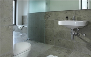 Jura Grey Limestone Seashell Honed Coral Stone Floor Covering Pattern