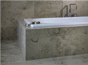 Jura Grey Limestone Seashell Honed Coral Stone Floor Covering Pattern