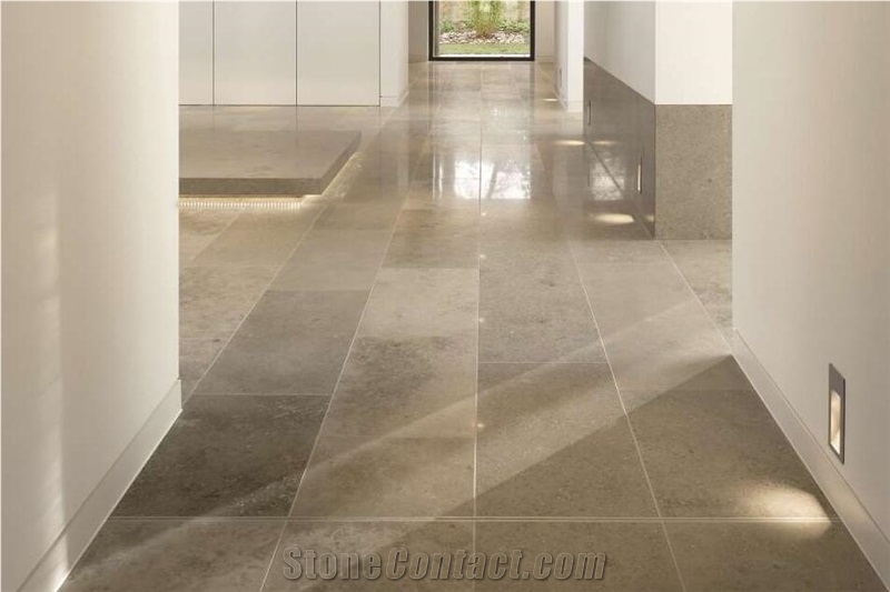 Jura Grey Limestone Seashell Honed Coral Stone Floor Covering Pattern