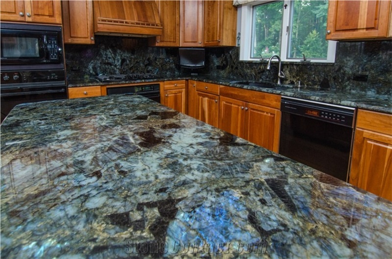 Labradorite Blue Granite Kitchen Islands Top,Bar Top Worktop Solid Surface