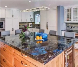Labradorite Blue Granite Kitchen Islands Top,Bar Top Worktop Solid Surface