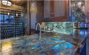 Labradorite Blue Granite Kitchen Islands Top,Bar Top Worktop Solid Surface