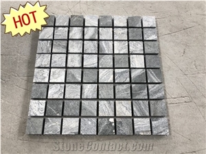 Nero Santiago China Grey Wooden Vein Granite Cube Stone,Exterior Pavers Cobble,Floor Pattern on Mesh