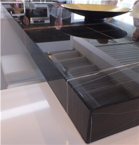 St.Laurent Black Gold Vein Sahara Noir Saint Marble Office Table,Conference Meeting Desk