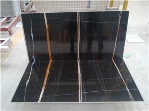 St.Laurent Black Gold Vein Sahara Noir Saint Marble Office Table,Conference Meeting Desk