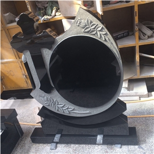 Classic Style Shanxi Black Carving Flowers Tombstone