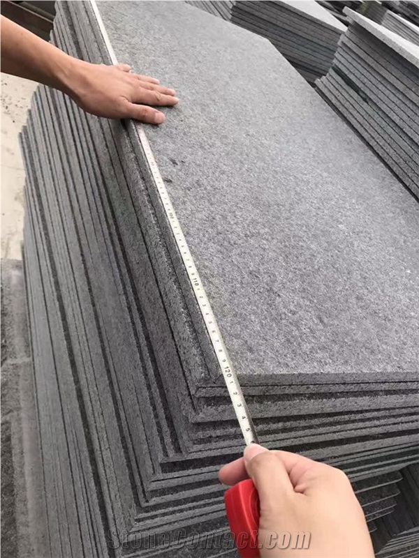 Flamed New G684 Black Pearl Basalt Tiles for Paving, Flooring Tiles