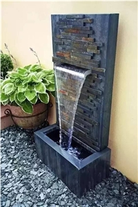 Black Granite Garden Fountains,Exterior Fountains, Waterfall No.3
