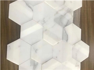 3d Design Marble Mosaic Medallion，Carrara White Mosaic for Wall
