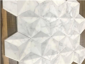 3d Design Marble Mosaic Medallion，Carrara White Mosaic for Wall