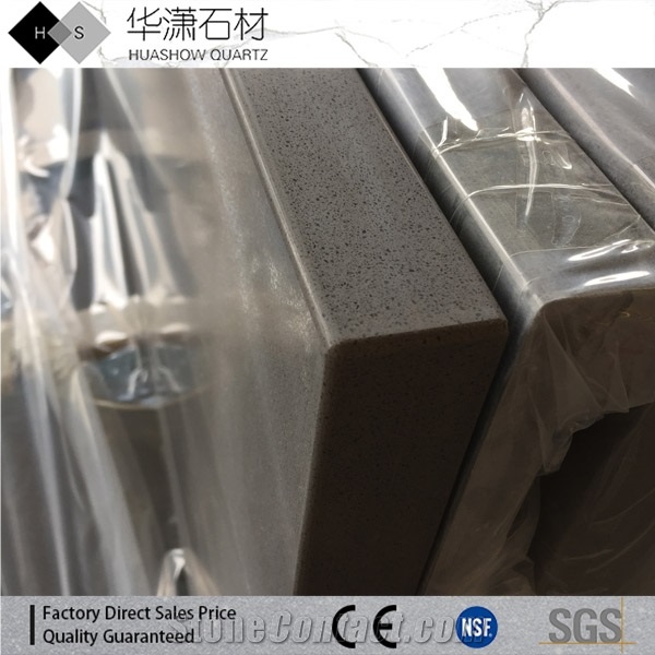 Hs112 Grey Color Quartz Stone Countertop Polished Bevel