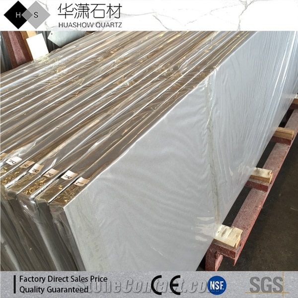 Hs112 Grey Color Quartz Stone Countertop Polished Bevel