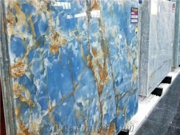 Onyx Acquamarina/Polished Blue Crystal Onyx Slab & Tiles