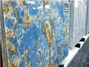 Onyx Acquamarina/Polished Blue Crystal Onyx Slab & Tiles