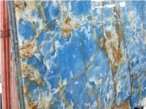 Onyx Acquamarina/Polished Blue Crystal Onyx Slab & Tiles