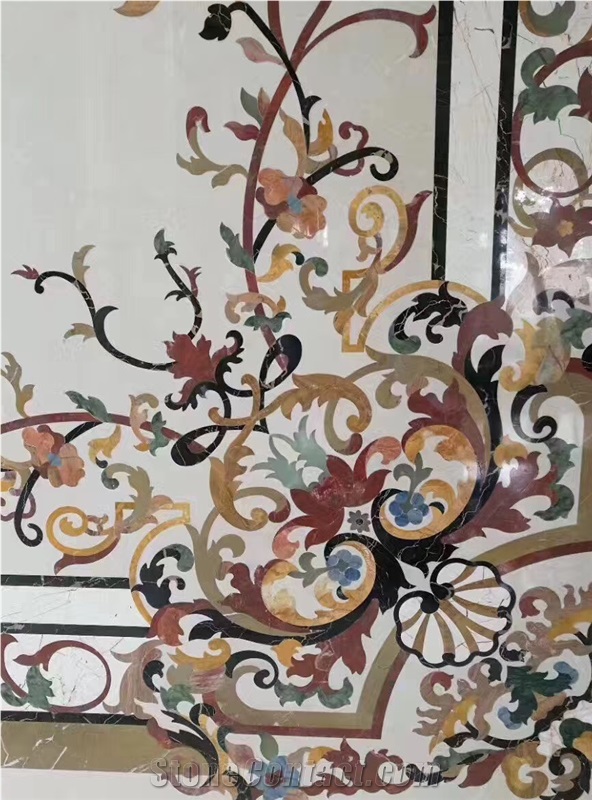 Beige Base Marble Waterjet Medallion,Marble Pattern,Interior Decor